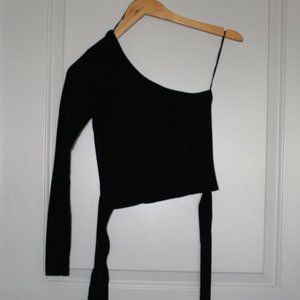 Black crop top with one arm.